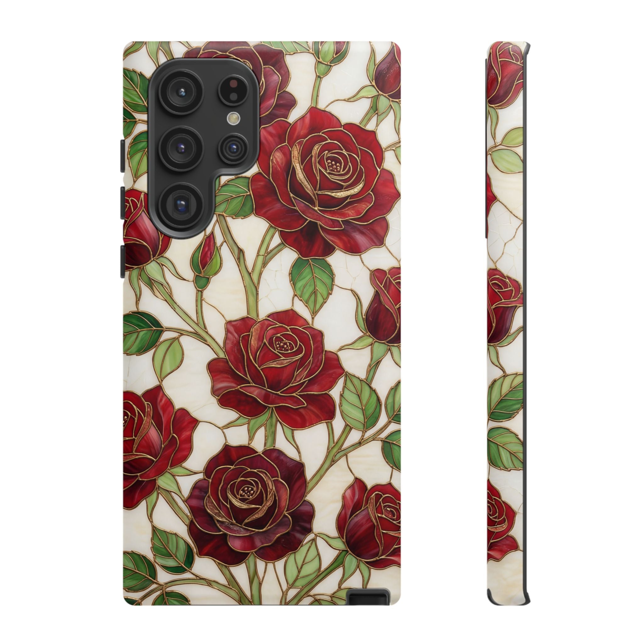 Red Rose Pattern Vintage Floral Tough Samsung Galaxy Case