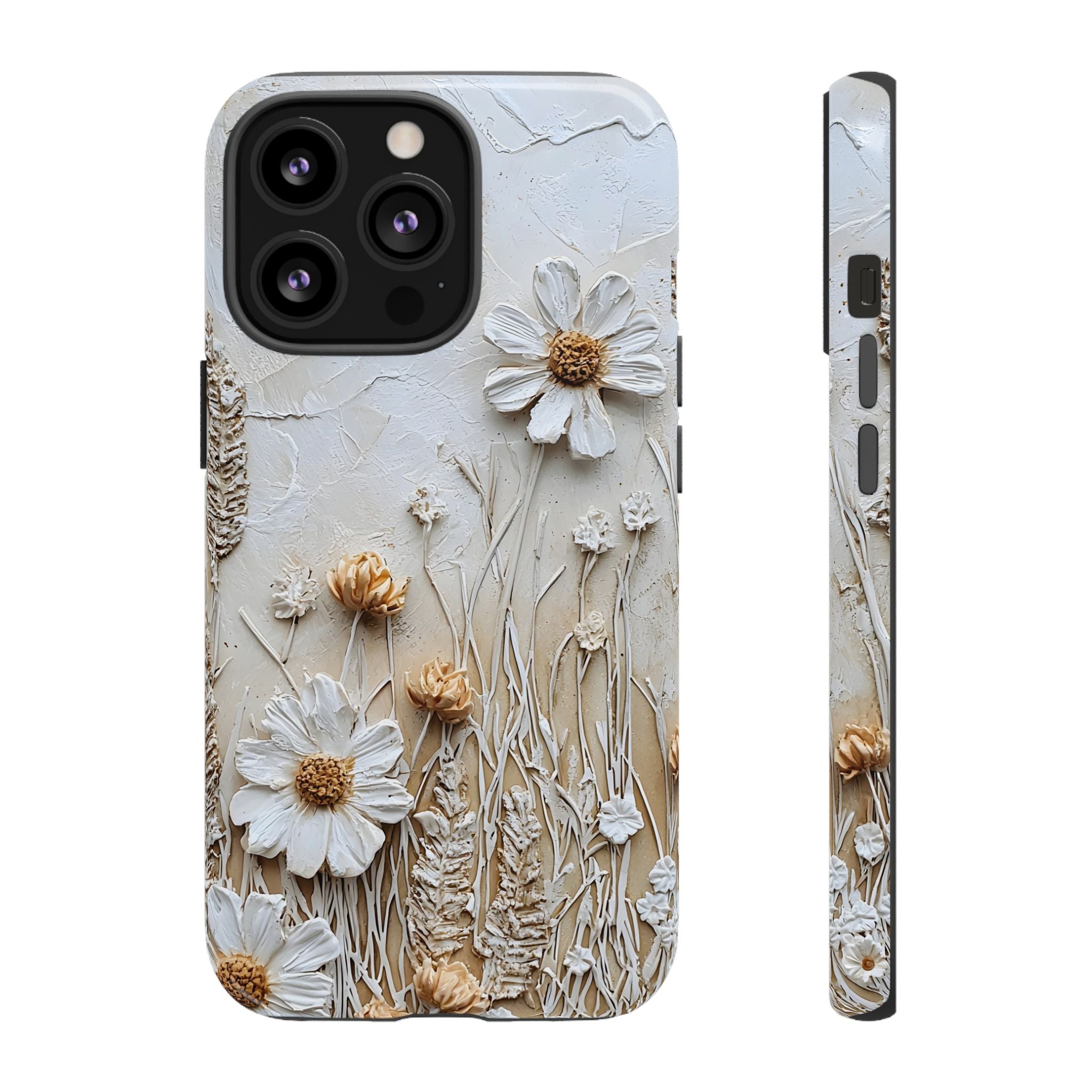 Textured Daisy Art Floral Relief iPhone Case