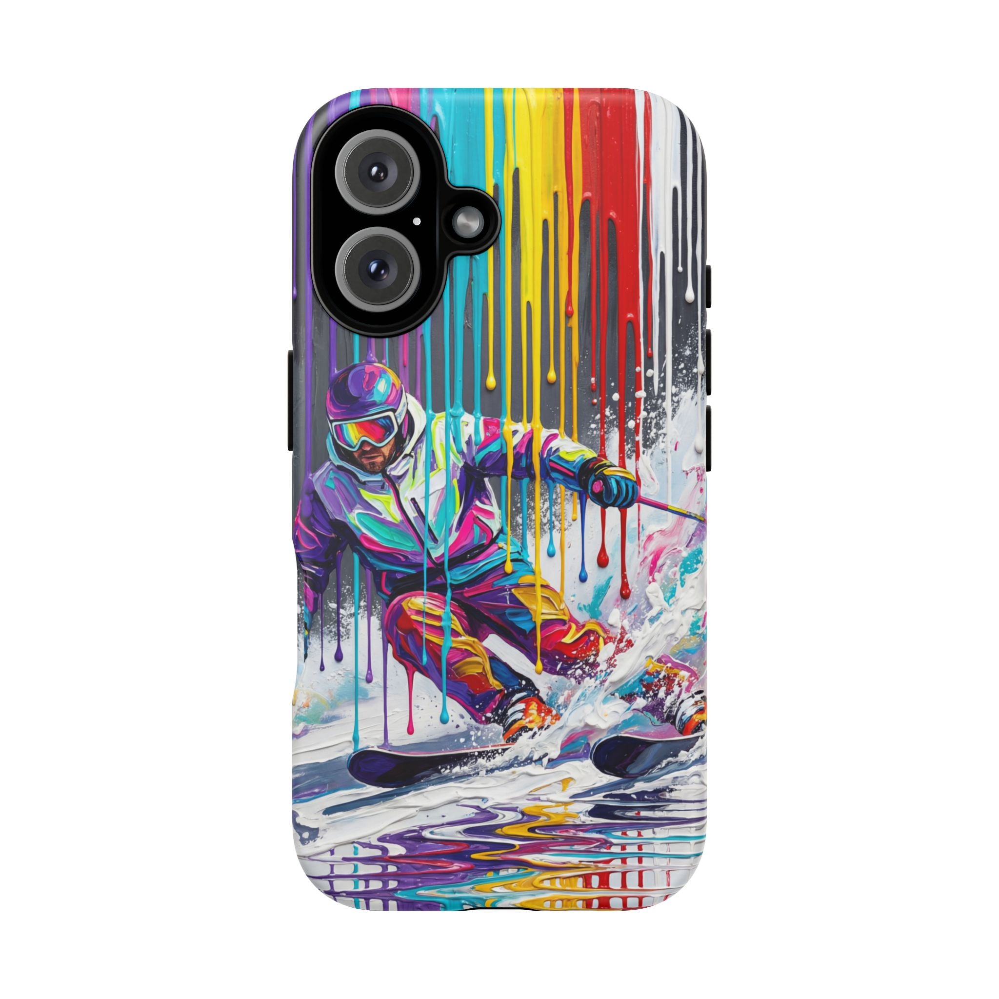 Colourful Skiing Drip Art Tough iPhone Case