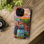 Artistic Garden iPhone Case | Woman at Fountain Colourful Painterly Design