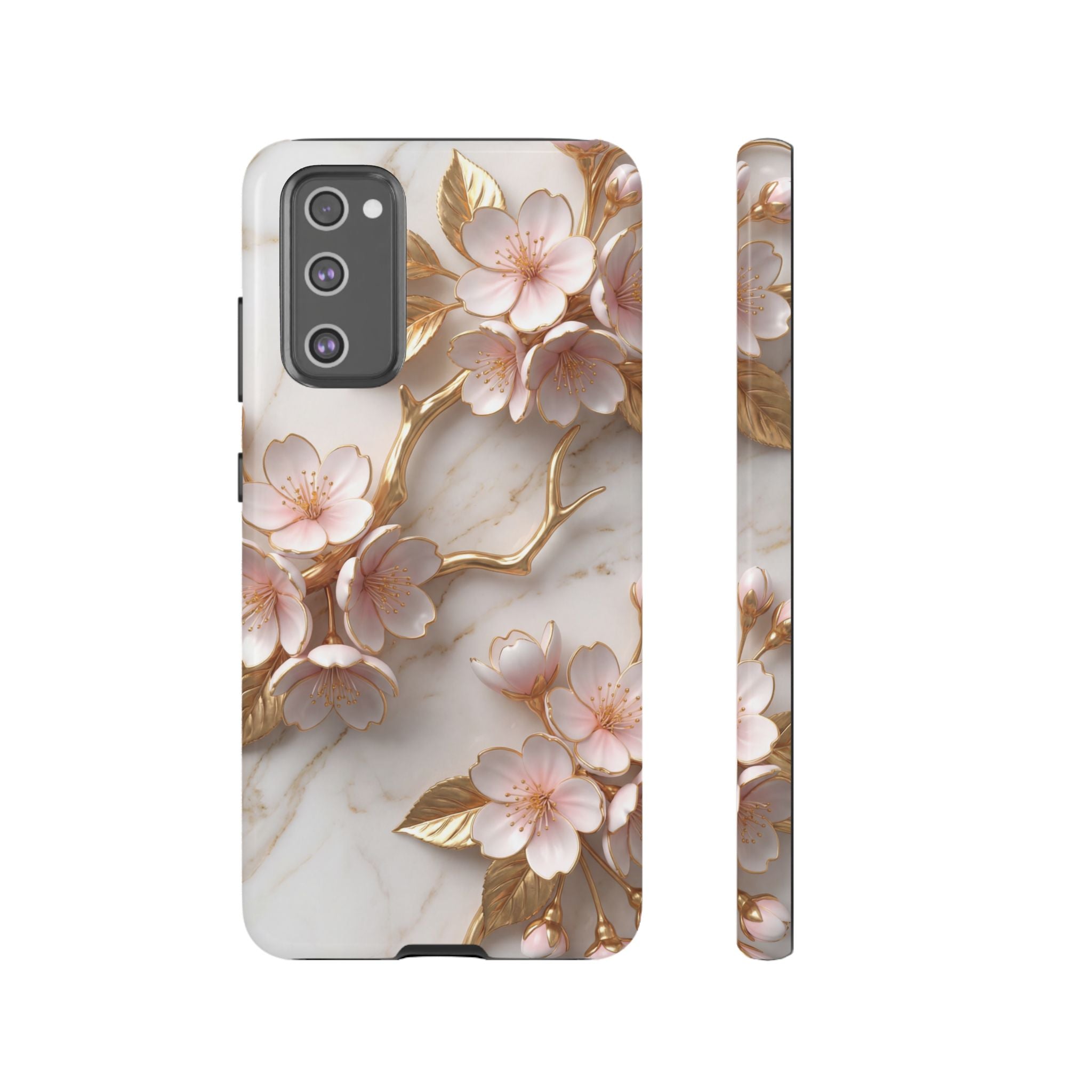 Floral Marble Samsung Galaxy Case — Sakura Gold Cherry Blossom Tough Case