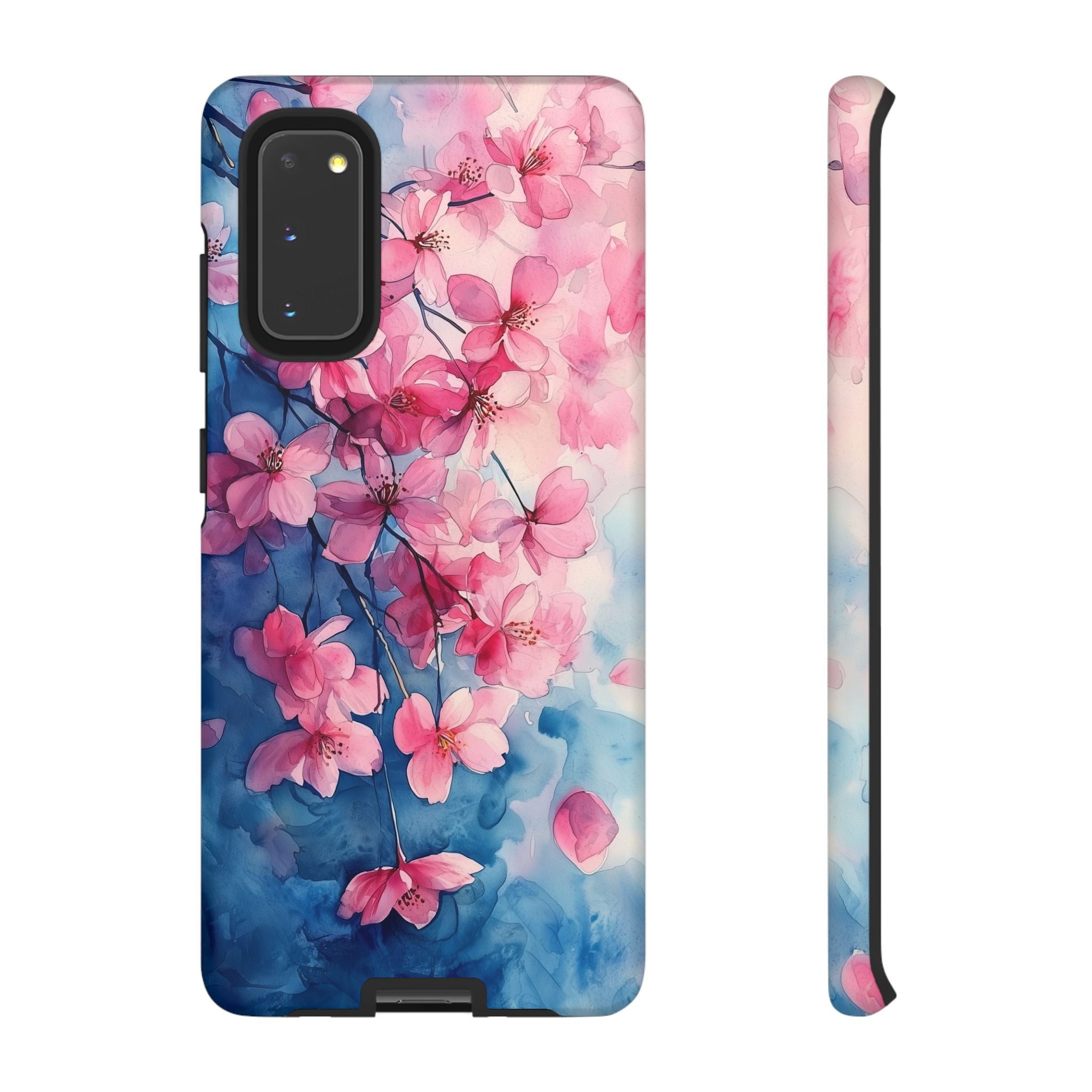 Floral Cherry Blossom Samsung Galaxy Case | Pink Blue Watercolour