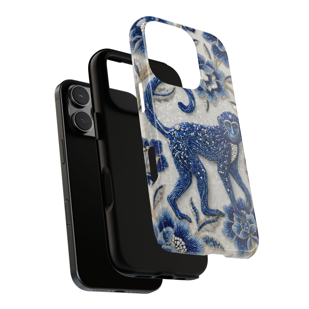 Asian Zodiac Monkey iPhone Case | Blue & White Porcelain Art Protective Case | Year of the Monkey Gift