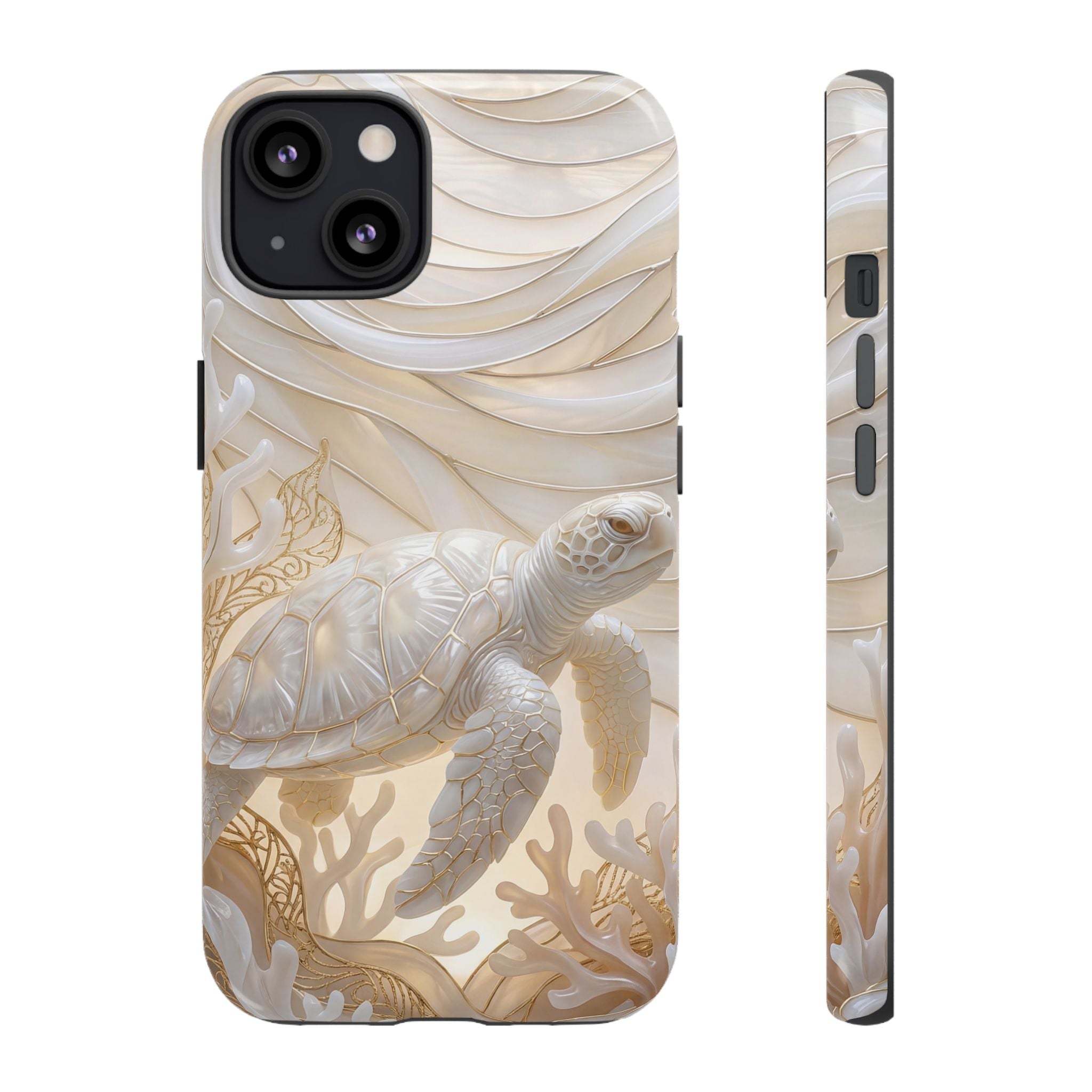Sea Turtle Tough iPhone Case — Elegant Nautical Coral Design