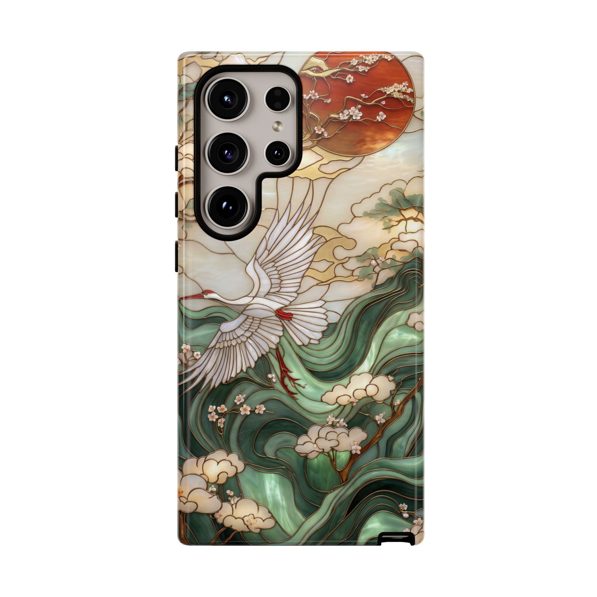 Cranes & Waves Protective Samsung Galaxy Case | Japanese-Inspired Art Phone Cover