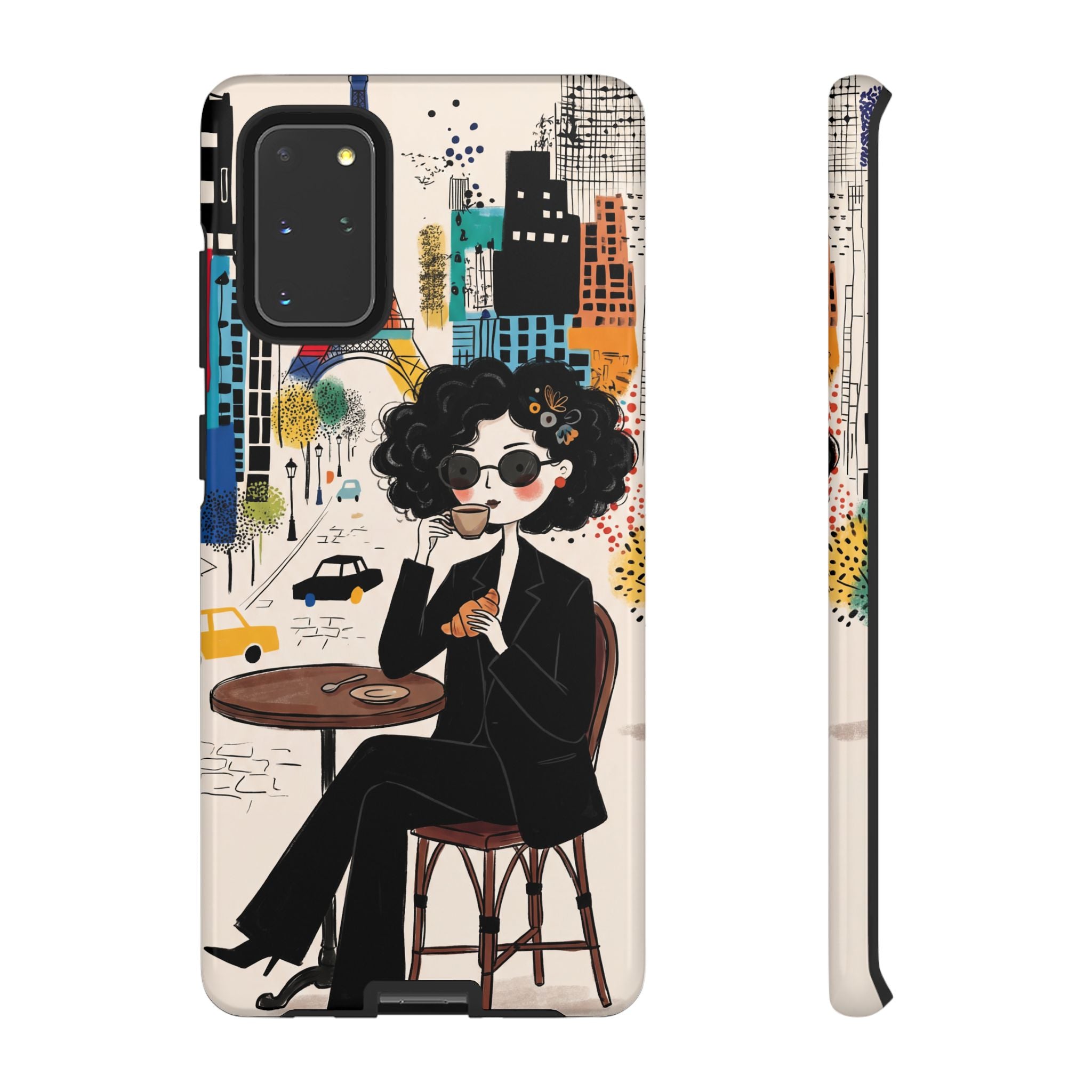 Paris Cafe Chic Samsung Galaxy Phone Case | Stylish Woman Illustration iPhone Cover