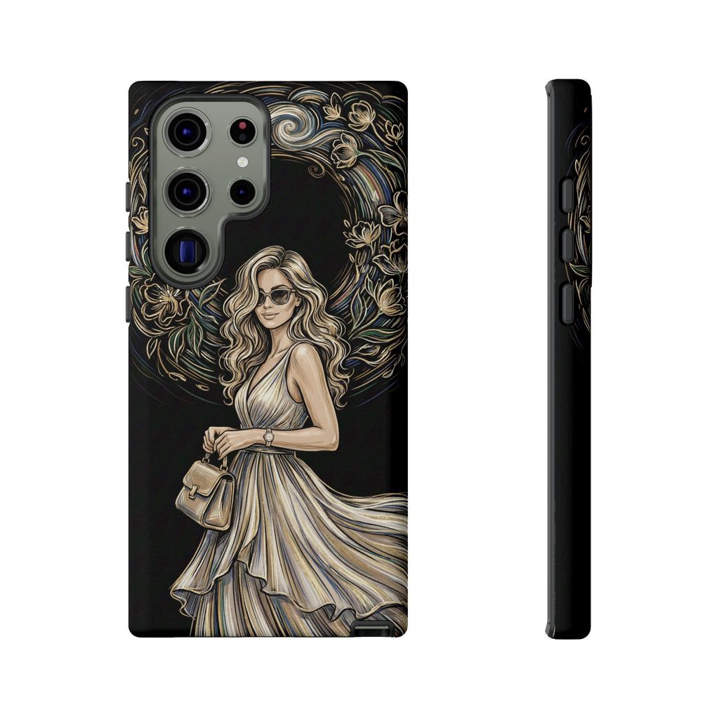Custodia per telefono Samsung Galaxy robusta con ghirlanda floreale donna elegante