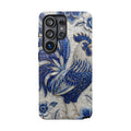 Asian Zodiac Rooster Samsung Galaxy Phone Case | Blue & White Porcelain Slim Shockproof Case | Year of the Rooster Gift
