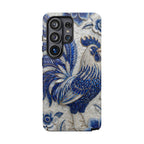 Asian Zodiac Rooster Samsung Galaxy Phone Case | Blue & White Porcelain Slim Shockproof Case | Year of the Rooster Gift