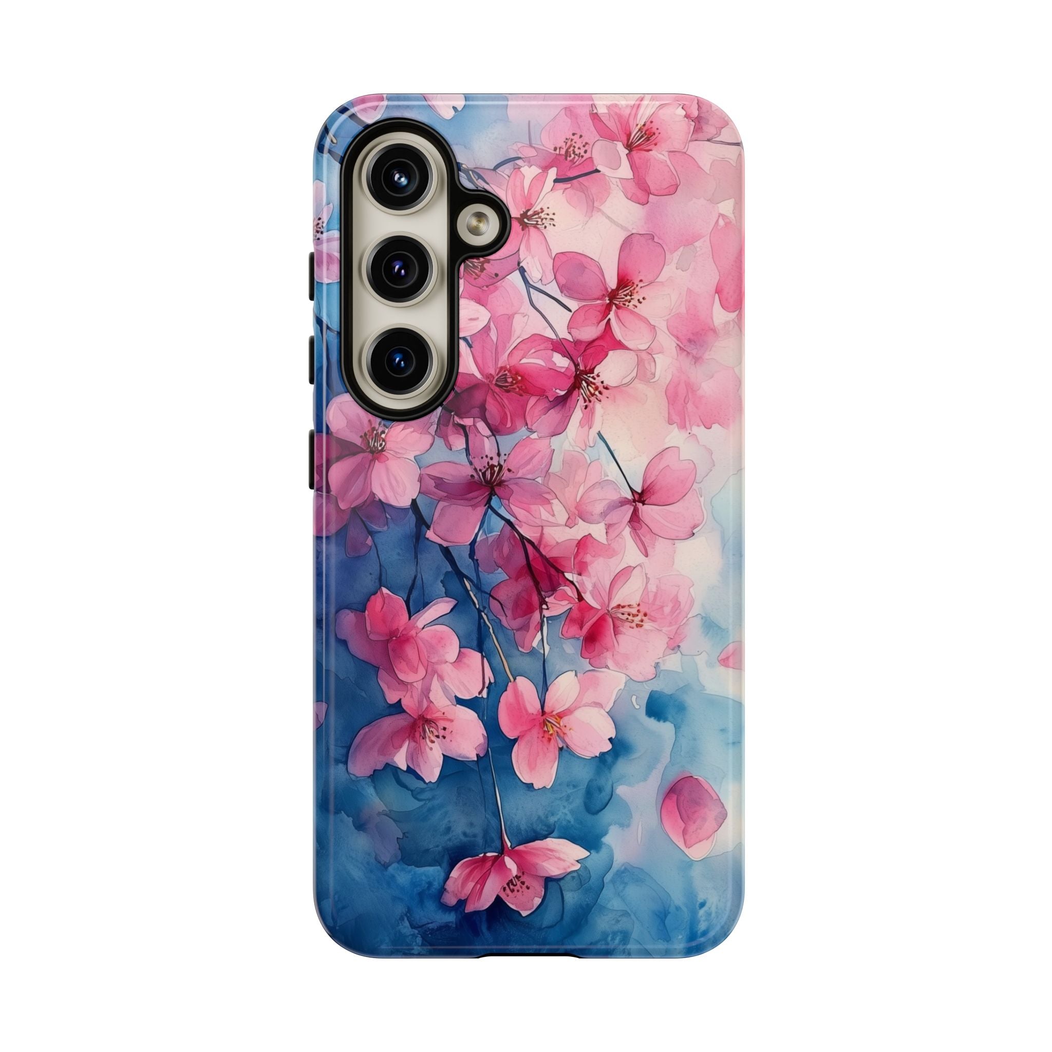 Floral Cherry Blossom Samsung Galaxy Case | Pink Blue Watercolour