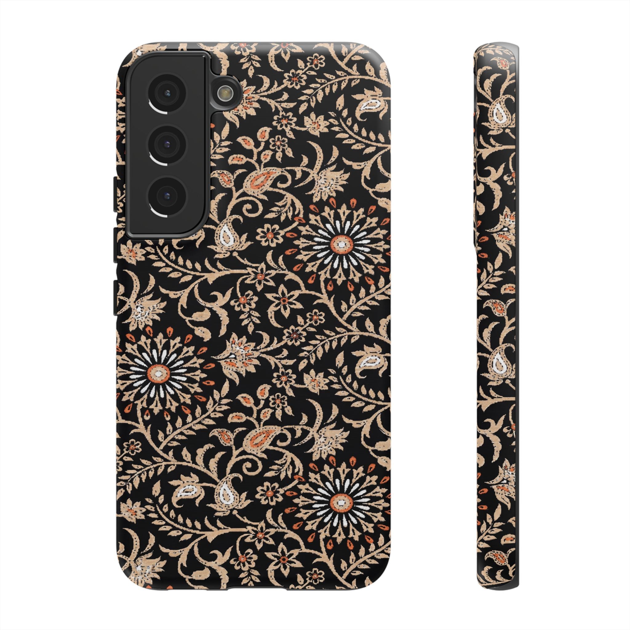 Batik Floral Black Ornate Daisies Tough Samsung Galaxy Case
