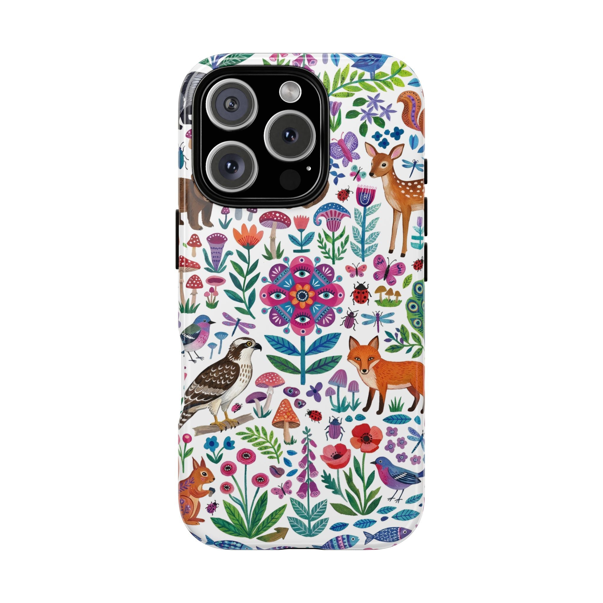 Wild Garden iPhone Case | Cute Forest Animals Floral Pattern Tough Case