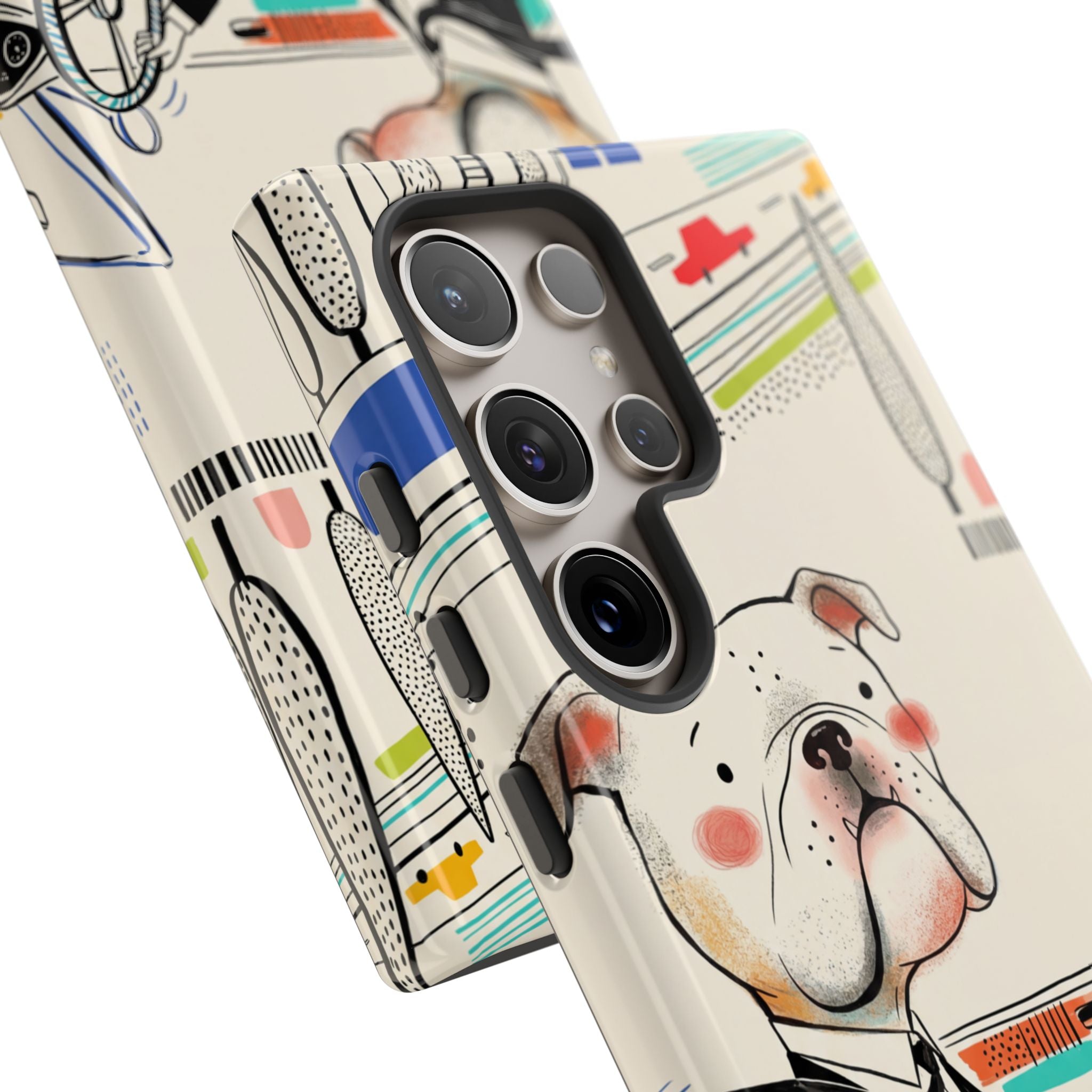 Bulldog Driver Samsung Galaxy Phone Case | Cute Retro Dog Illustration
