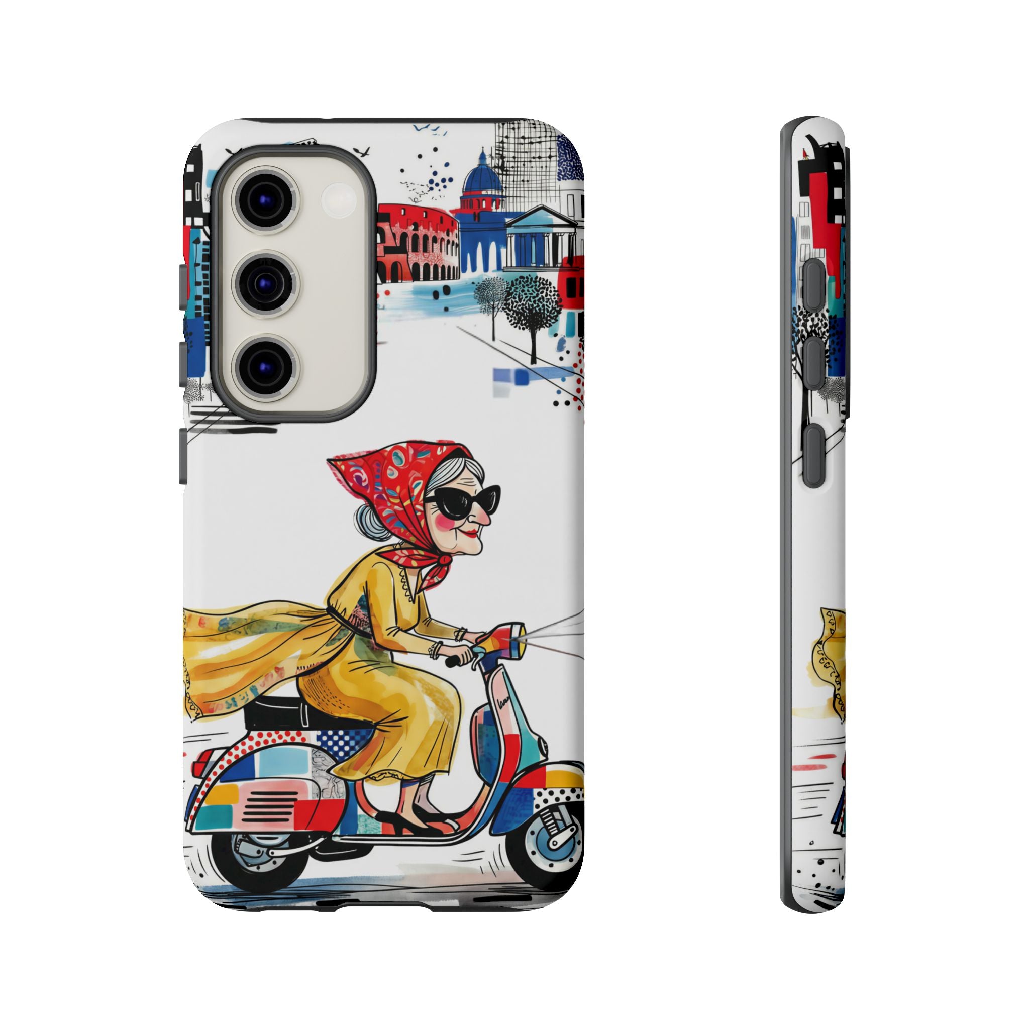 Vintage Vespa Granny Samsung Galaxy Phone Case | Retro Scooter Travel iPhone Cover