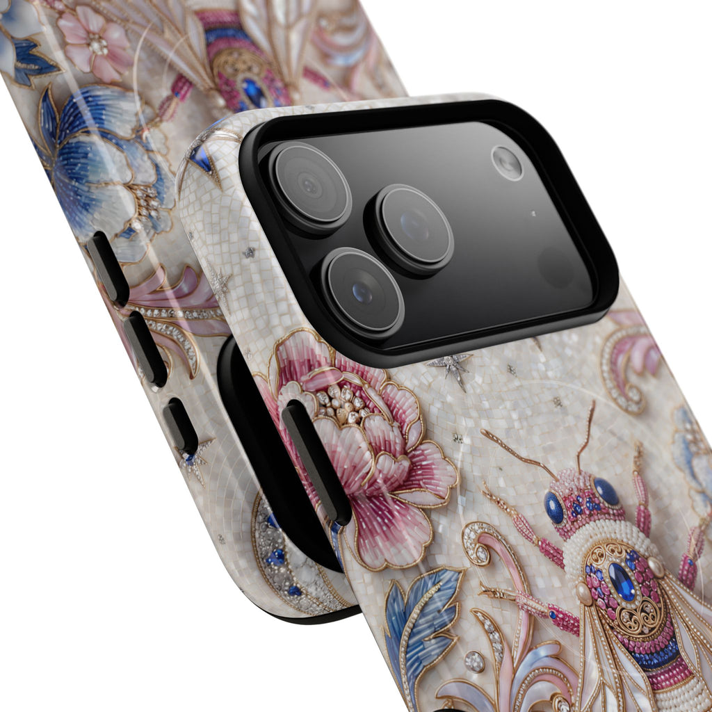 Floral Bee Moon Tough MagSafe iPhone Case | Protective Artistic iPhone Cover