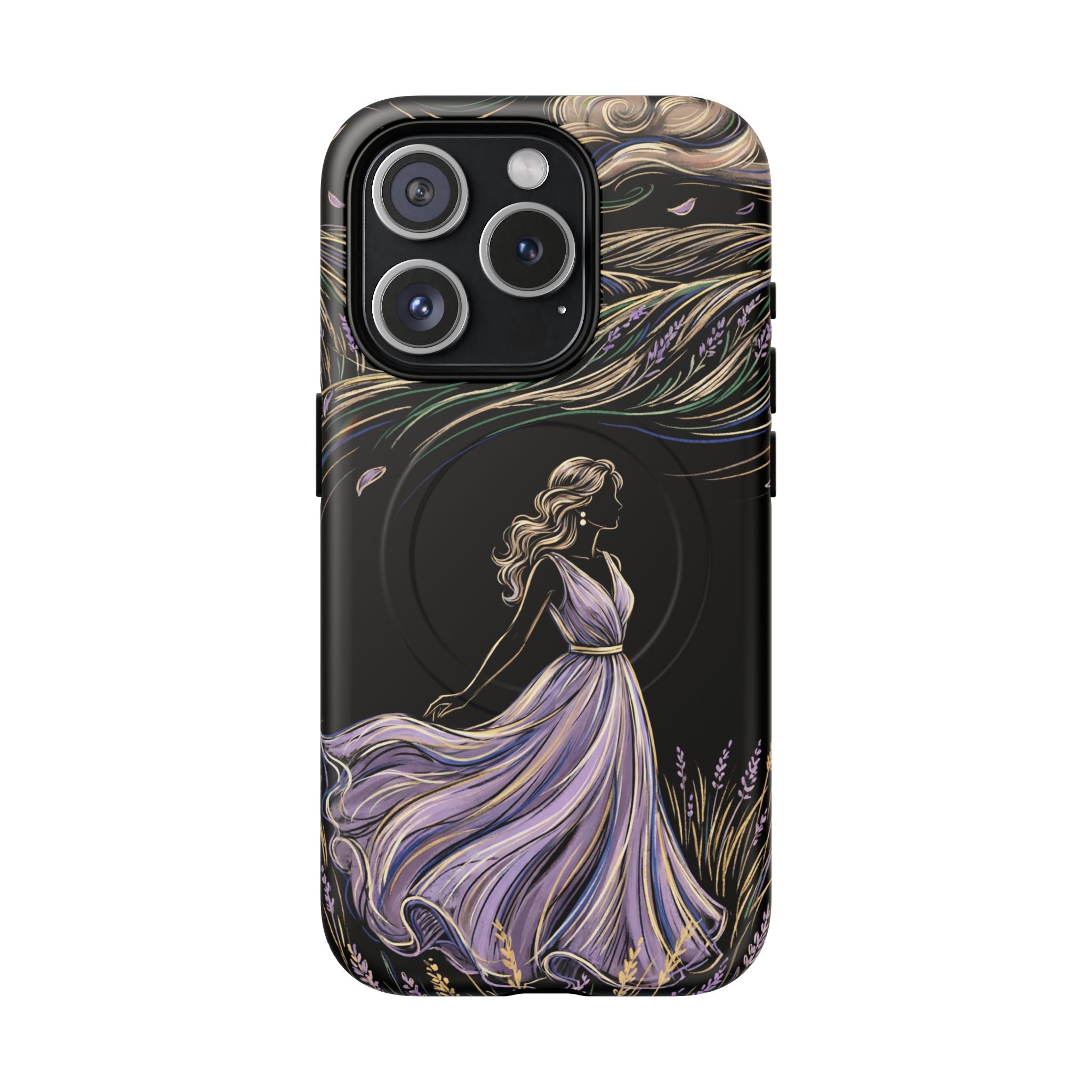 Lavender Breeze MagSafe iPhone Case | Elegant Dancing Woman Floral Protection