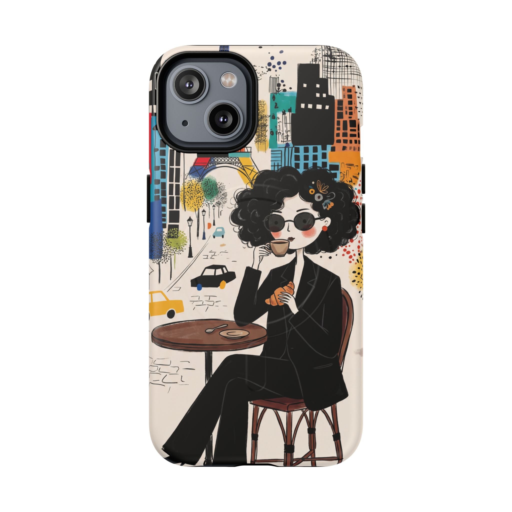 Paris Cafe Chic MagSafe iPhone Case | Stylish Woman Illustration iPhone Cover
