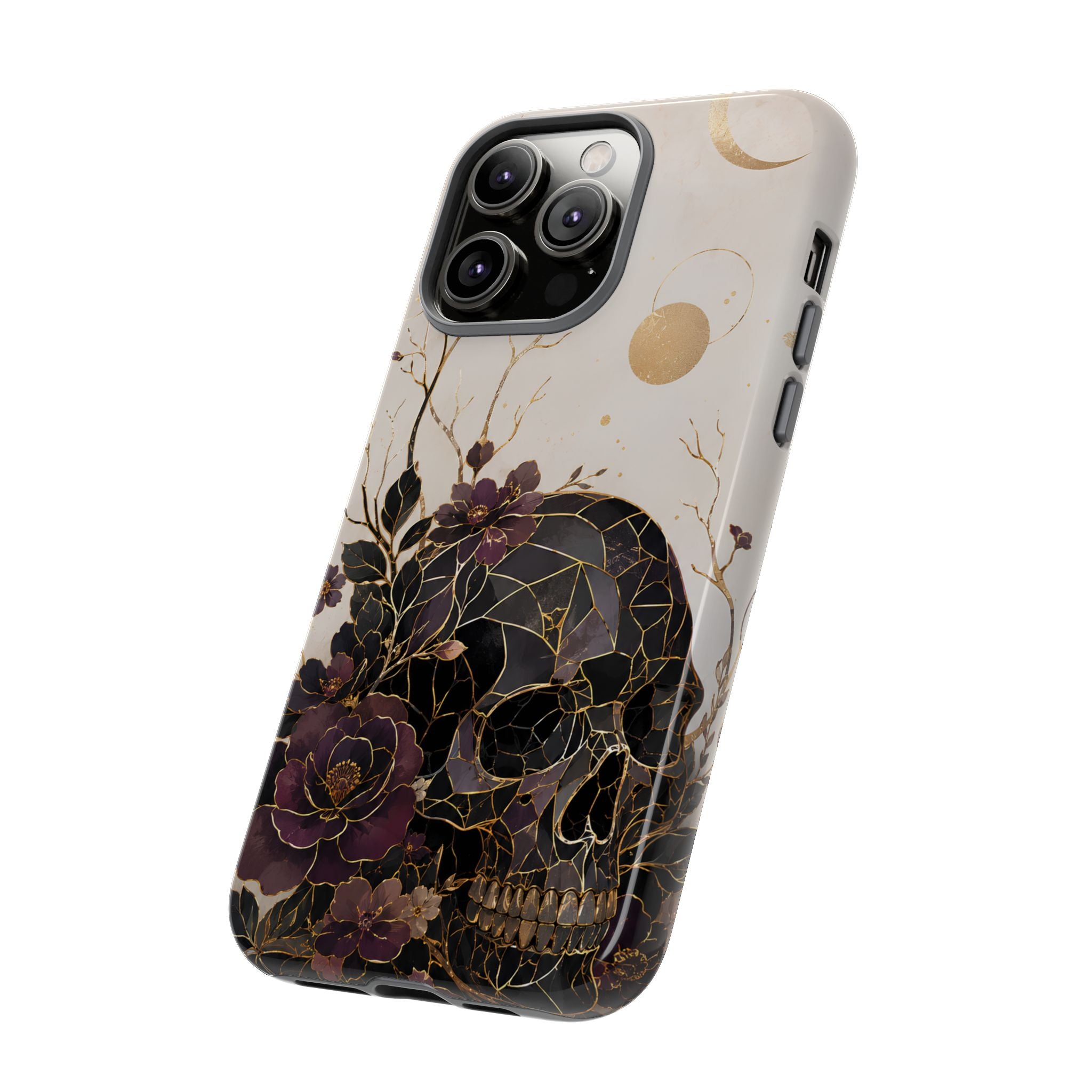 Gothic Skull iPhone Case | Dark Floral Rose Art Cover