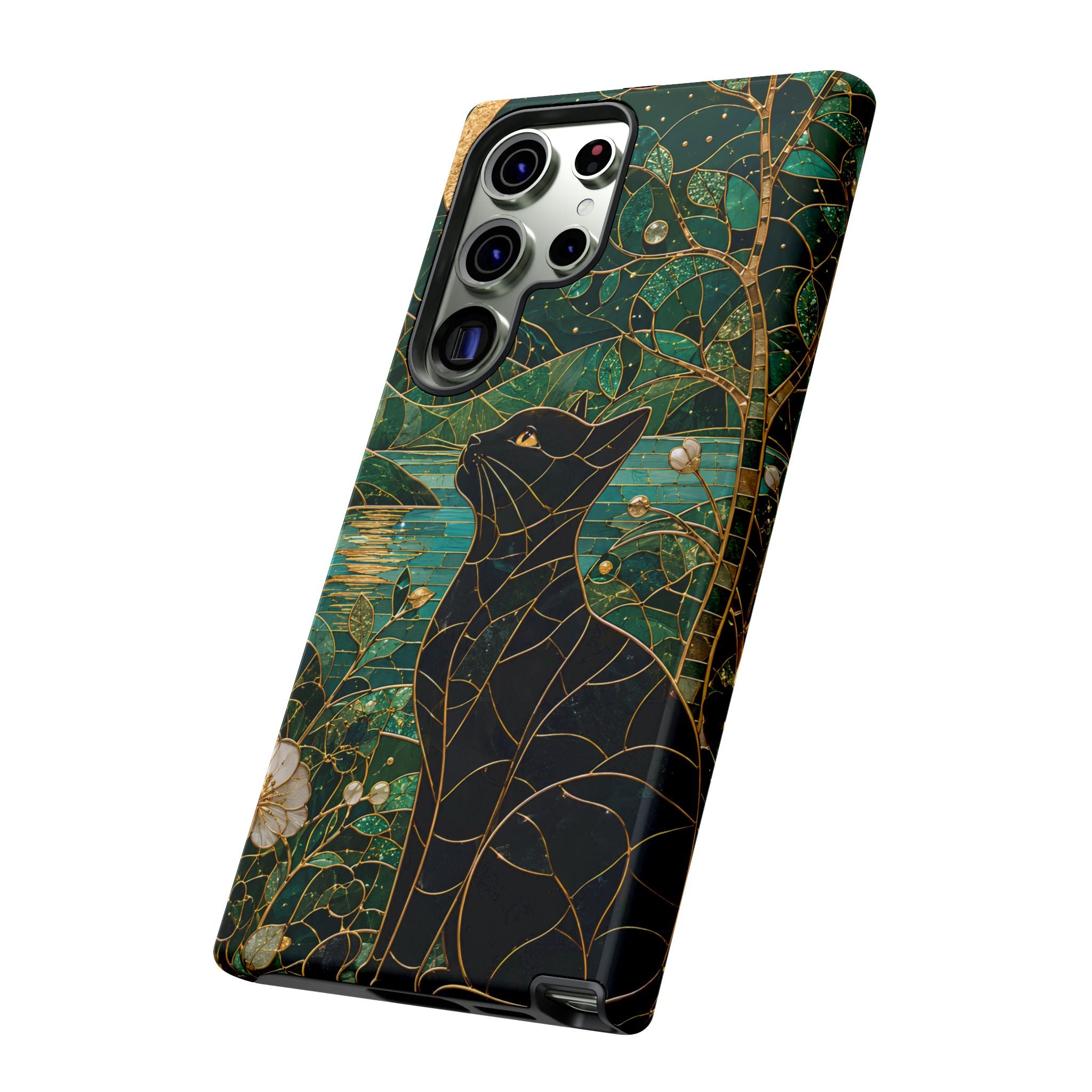 Black Cat Samsung Galaxy Phone Case | Enchanted Cat Art Cover