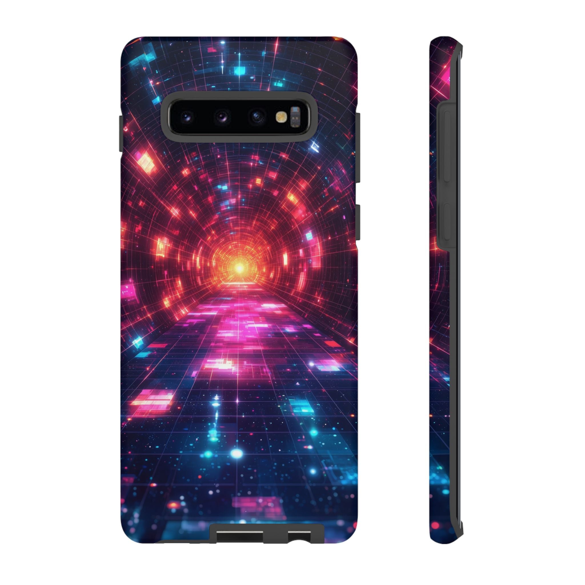 Neon Tunnel Tough Samsung Galaxy Case — Retro Futuristic Galaxy Design