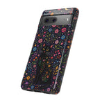 Celestial Black Cat Google Pixel Phone Case | Whimsigoth Floral