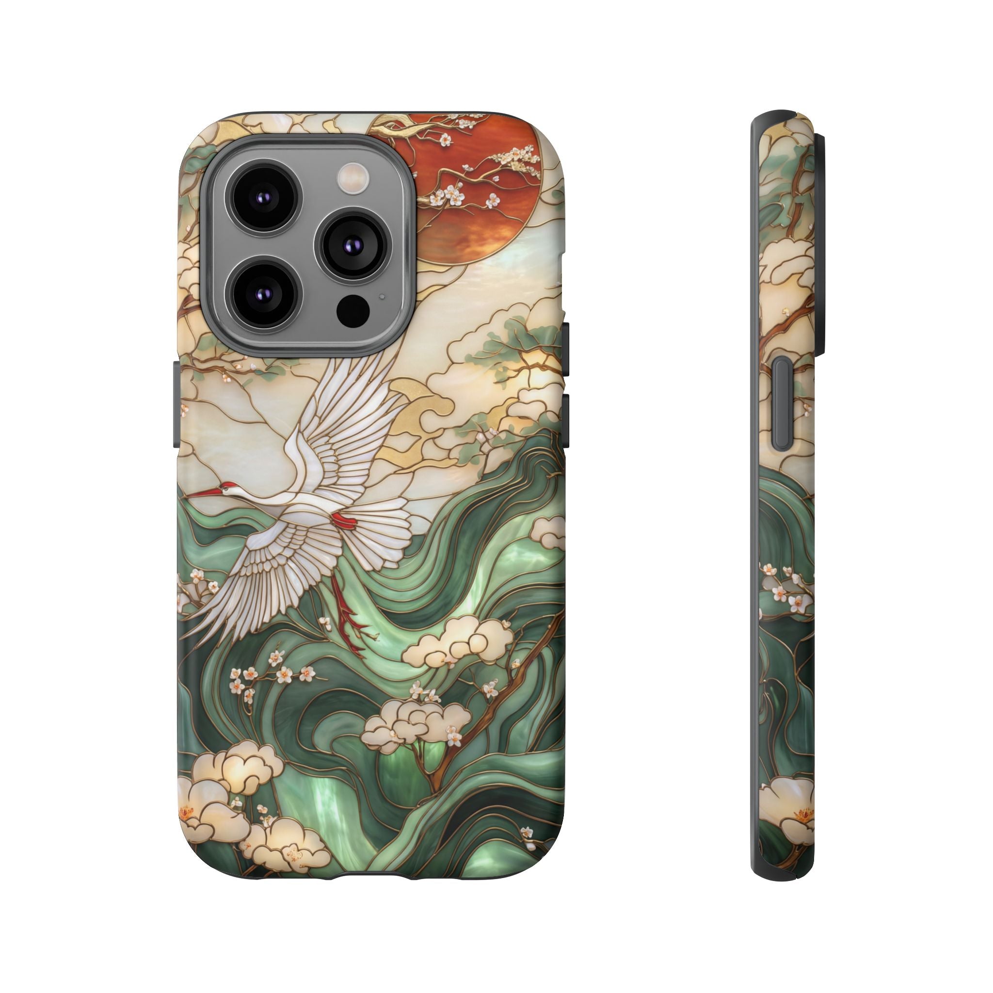 Cranes & Waves Protective iPhone Case | Japanese-Inspired Art Phone Cover