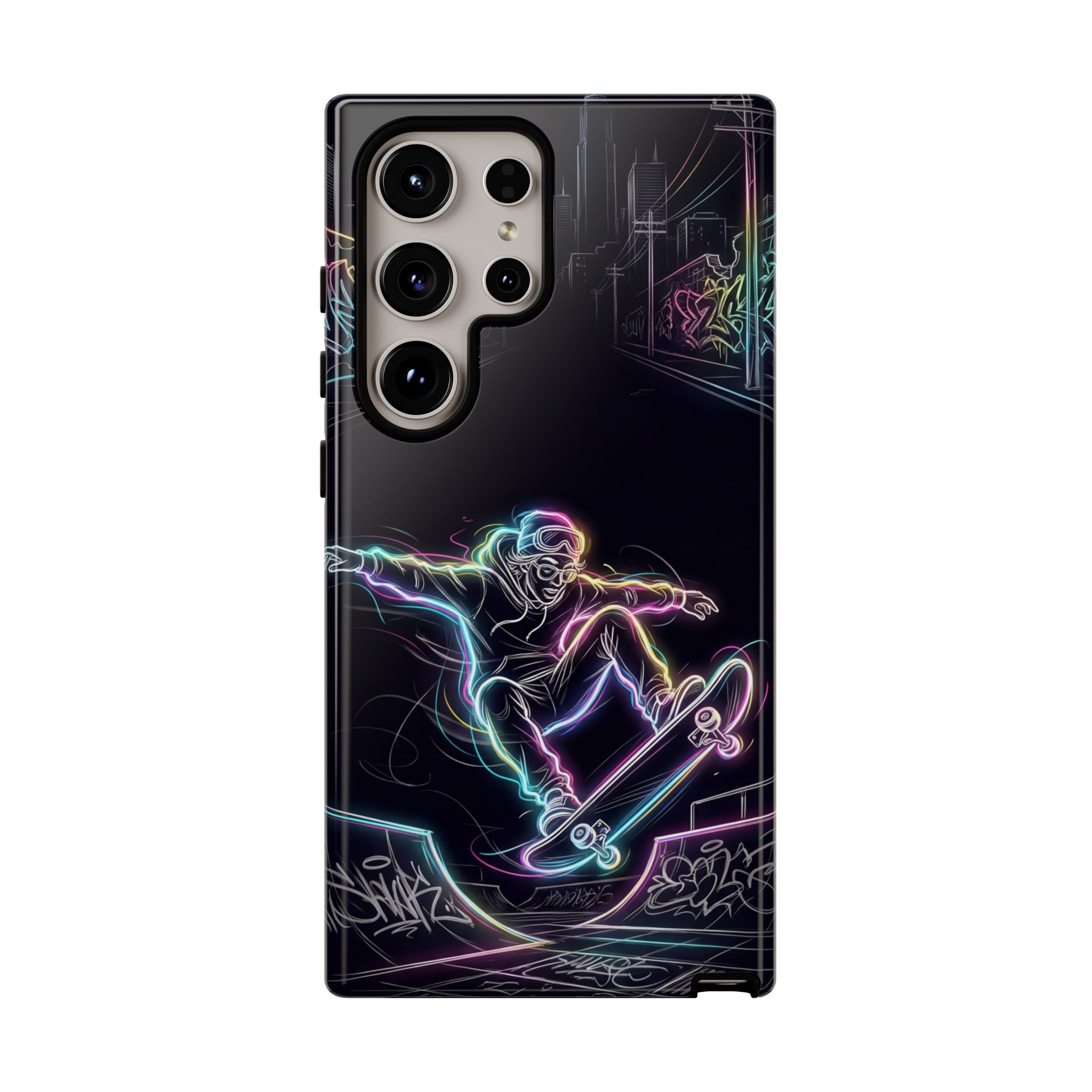 Neon Skateboard Samsung Galaxy Phone Case | Glow Skatepark Protective Cover