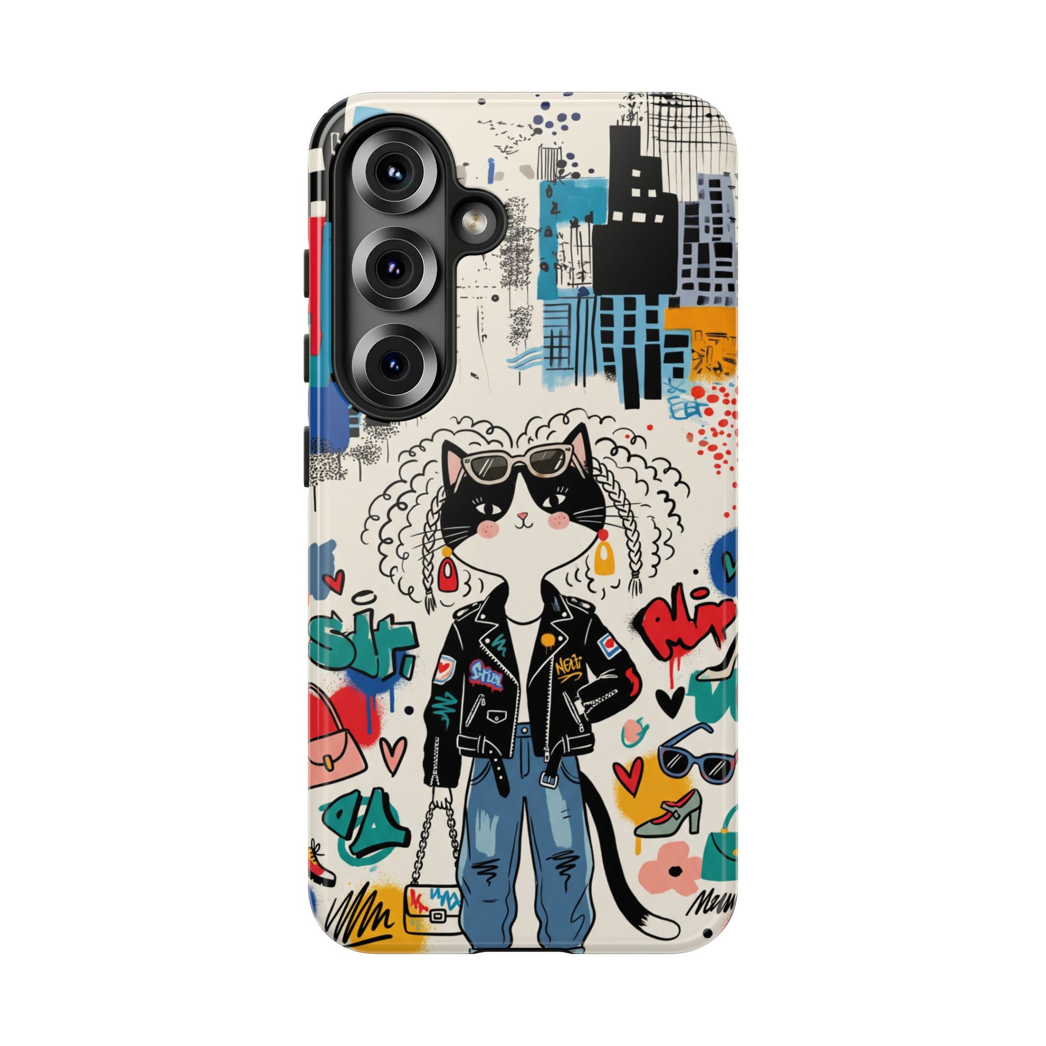 Punk City Cat Graffiti Design Samsung Galaxy Phone Case