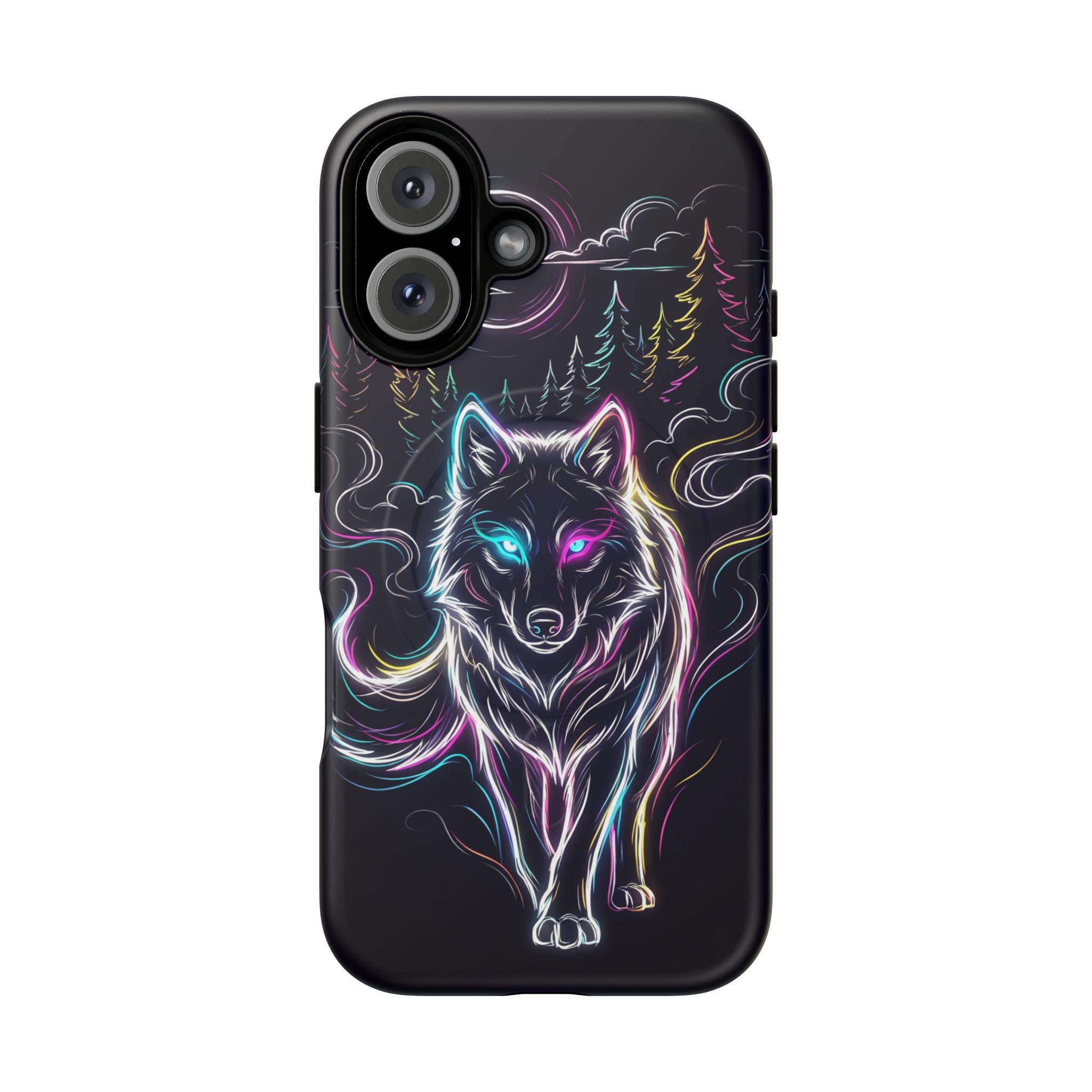 Neon Wolf MagSafe iPhone Case | Mystic Glow Protective Tough Case