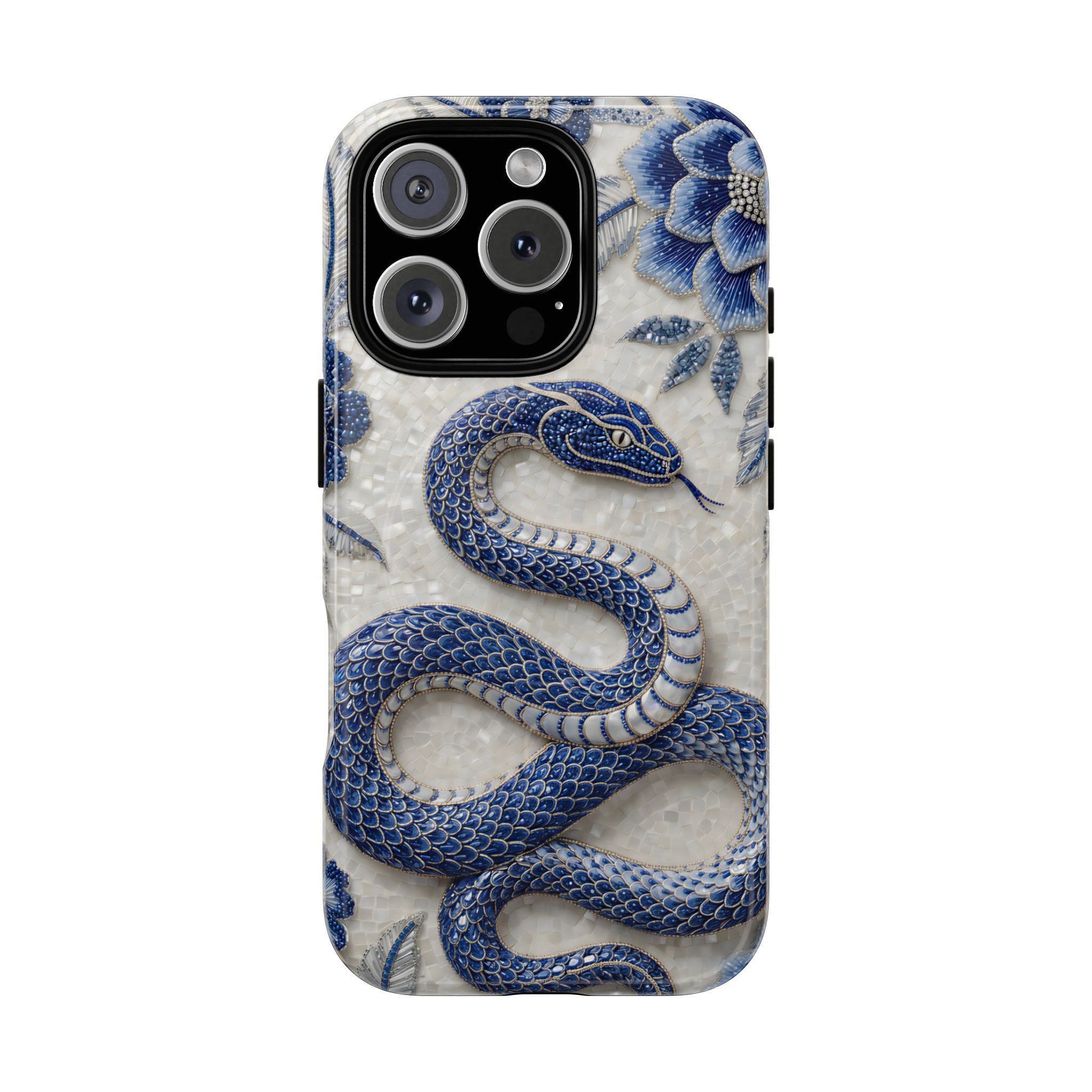Asian Zodiac Snake MagSafe iPhone Case | Blue & White Porcelain Slim Shockproof Case | Year of the Snake