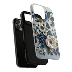Floral Quilled Art iPhone Case — Blue & Cream Decorative Protection