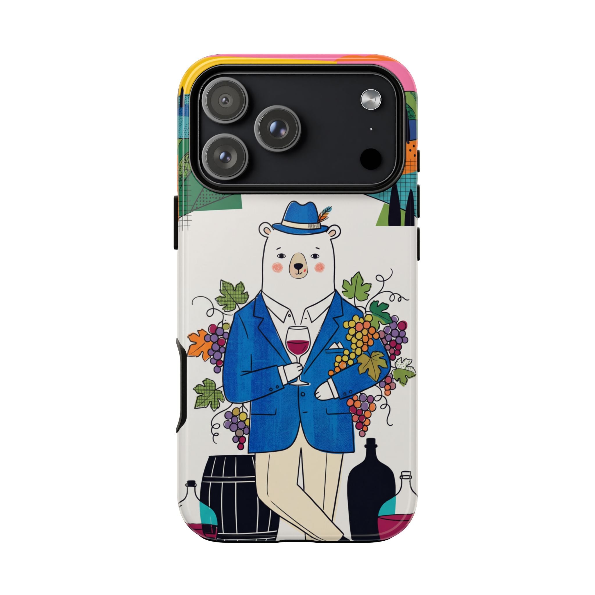 Dapper Polar Bear Wine Lover Illustrated Protective iPhone Case