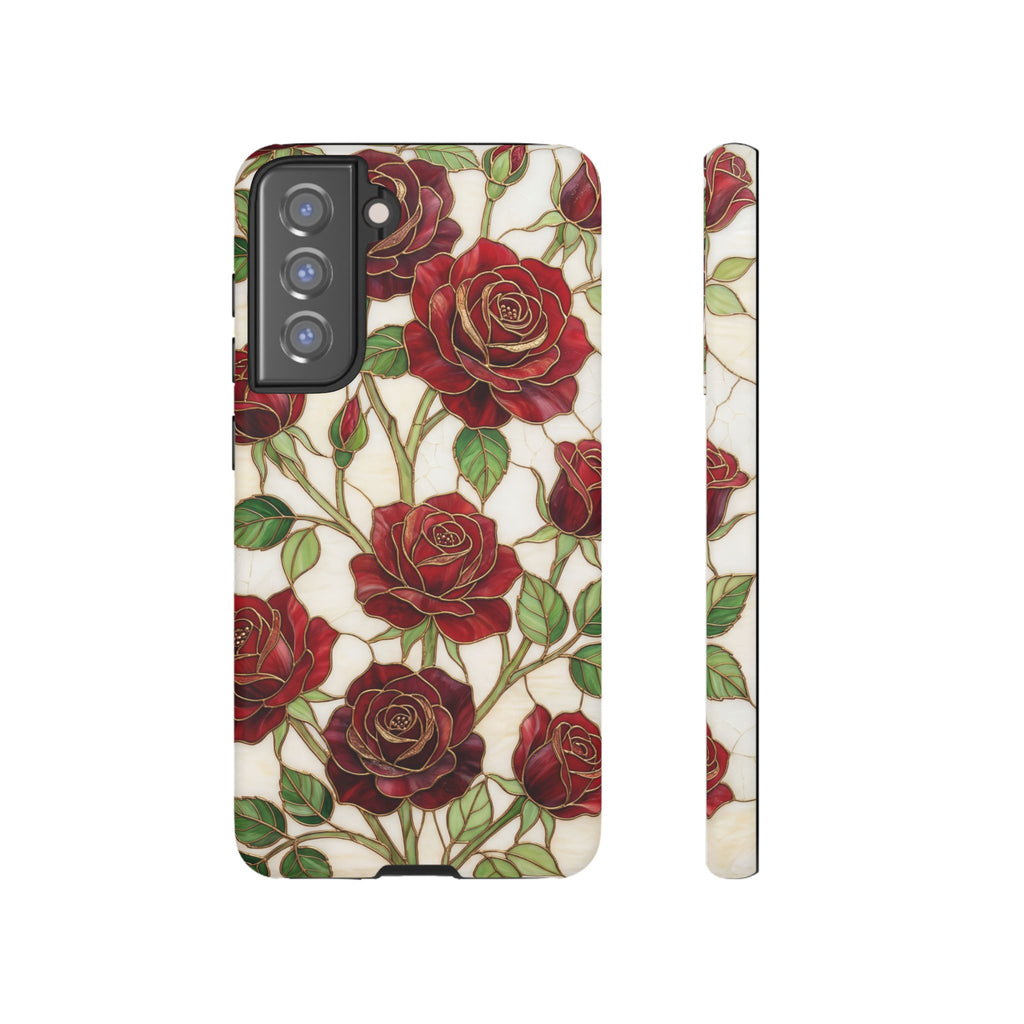 Custodia resistente per Samsung Galaxy con motivo floreale vintage a rosa rossa