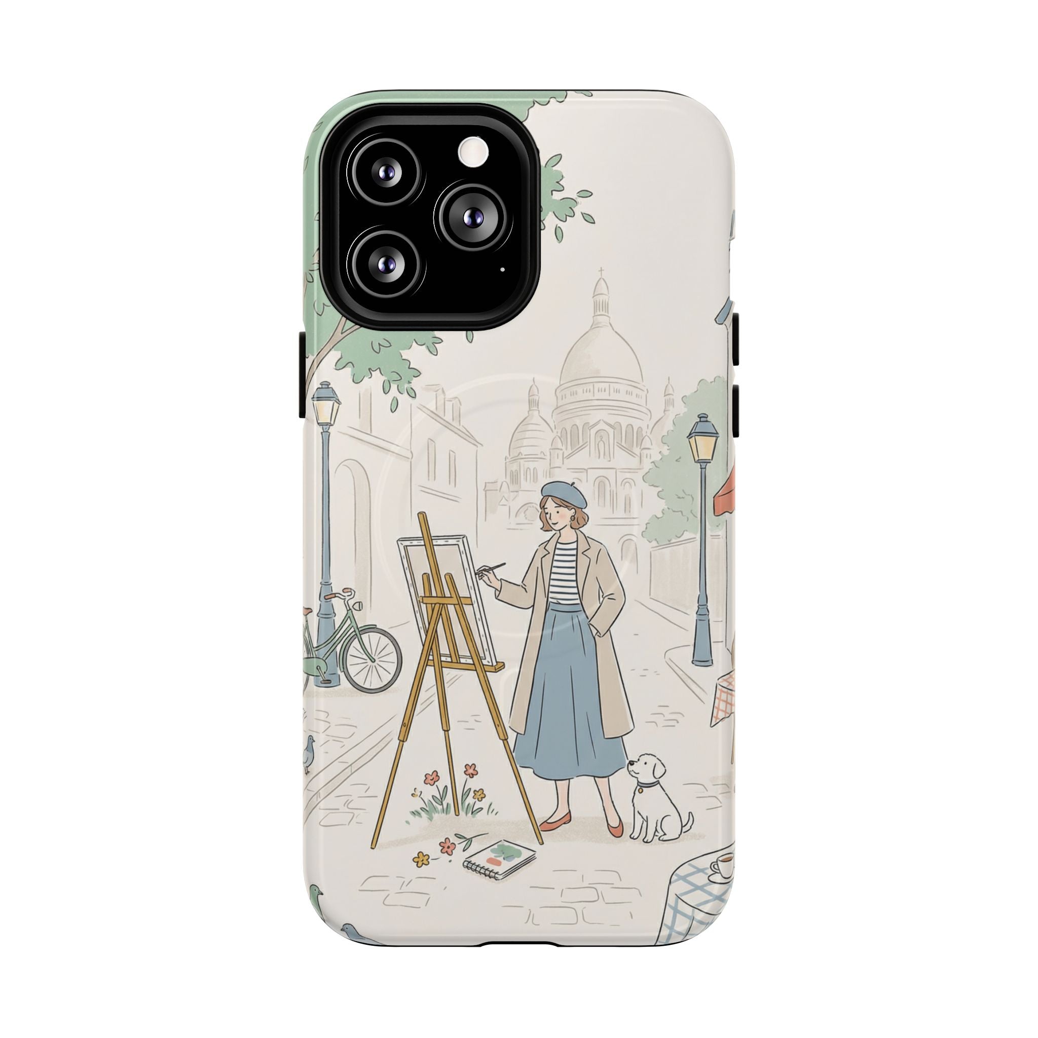 Artist in Paris MagSafe iPhone Case | Vintage Painter Street Scene Protective Cover