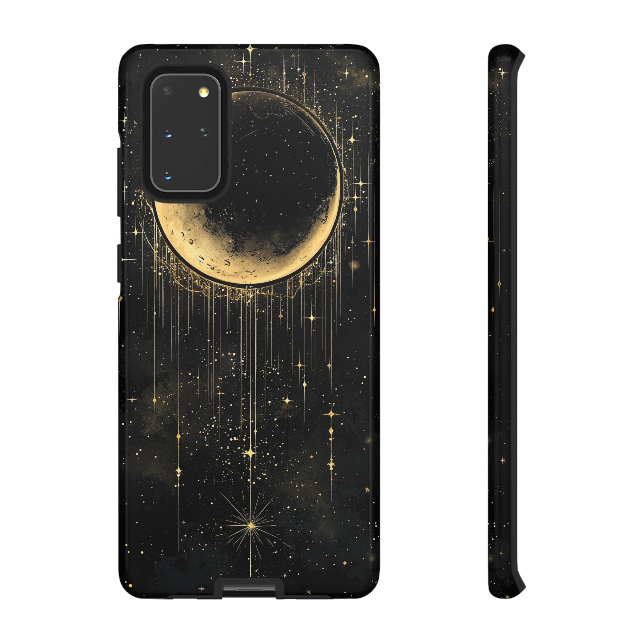 Moonlit Crescent Tough Samsung Galaxy Case | Gold Stars Night Sky