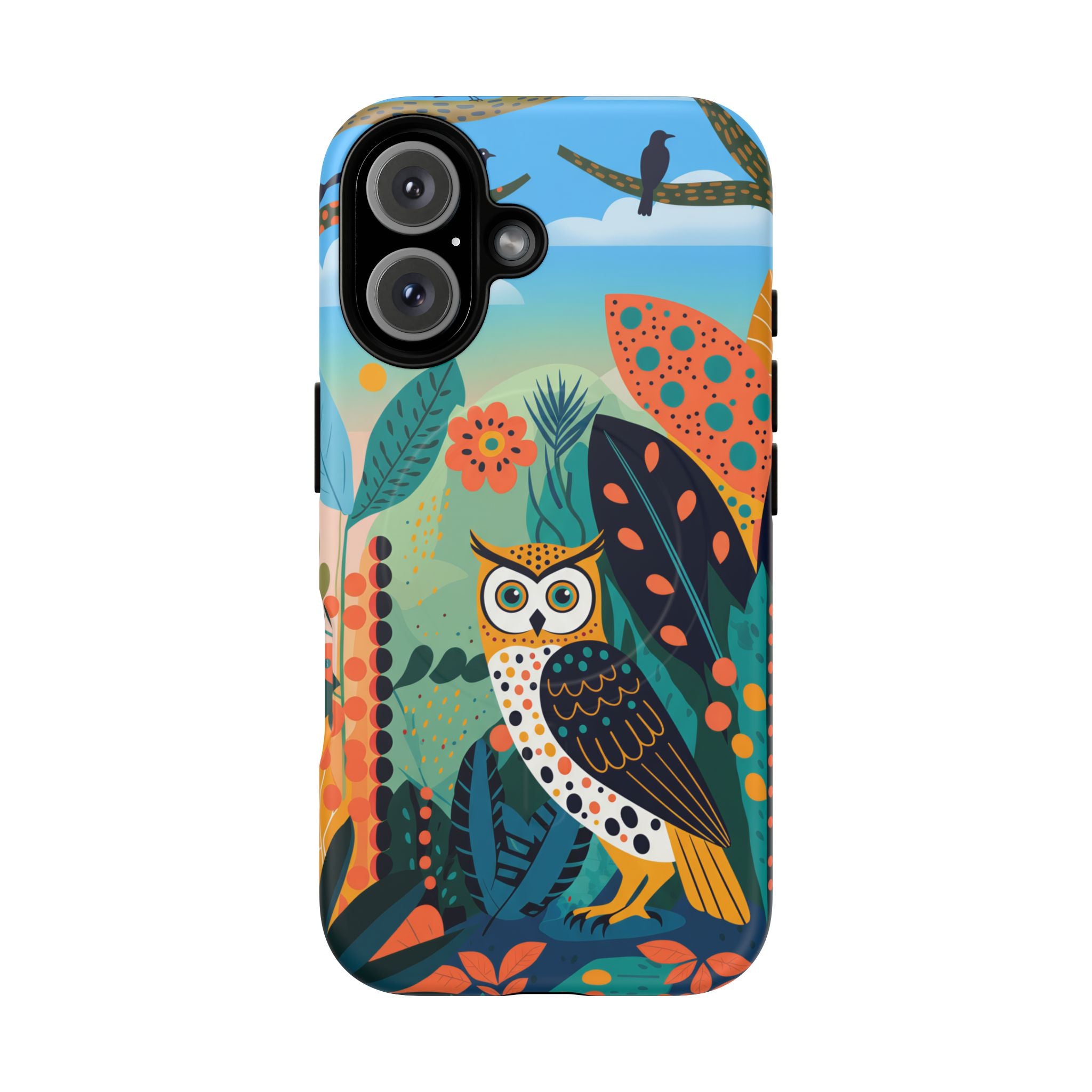 Botanical Forest Colourful Owl MagSafe iPhone Case