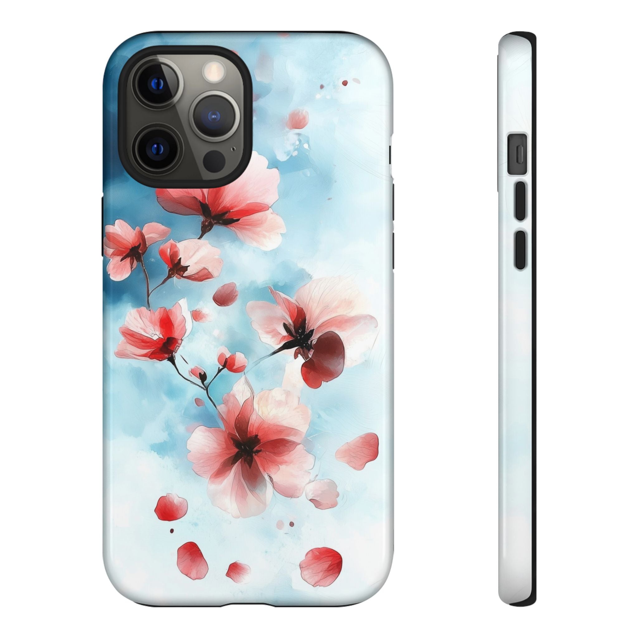 Floral Cherry Blossom iPhone Case | Pastel Pink Blue