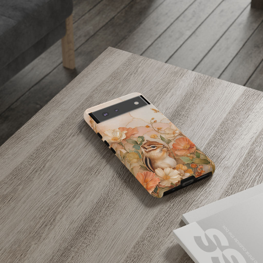 Chipmunk Google Pixel Phone Case | Stained Glass Woodland Animal Case
