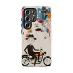 Custodia per telefono Samsung Galaxy "Vintage Grandpa Rider Motorcycle" | Paesaggio urbano illustrato