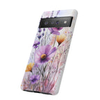 Floral Watercolour Tough Google Pixel Case | Purple & Yellow Wildflowers