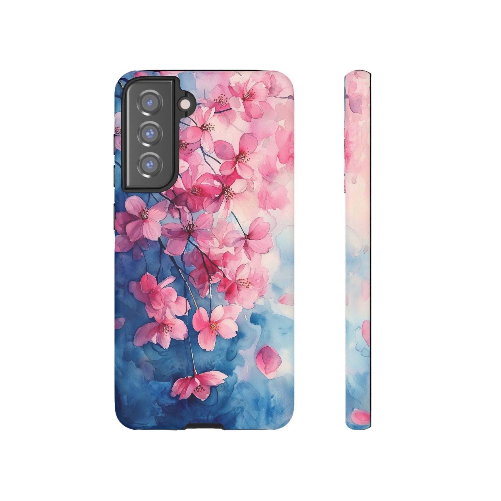 Floral Cherry Blossom Samsung Galaxy Case | Pink Blue Watercolour