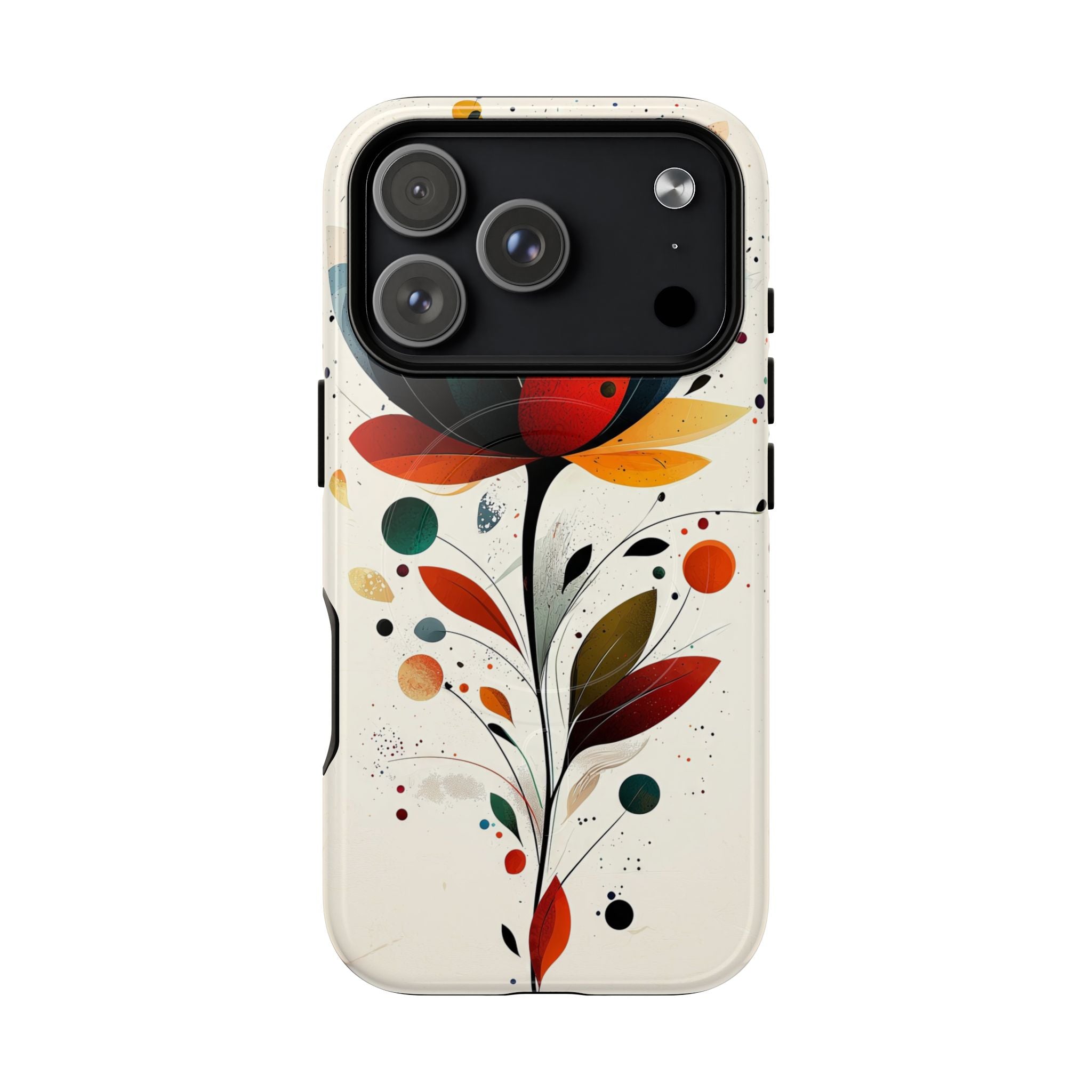 Custodia MagSafe resistente per iPhone con motivo astratto floreale | Arte del loto colorato