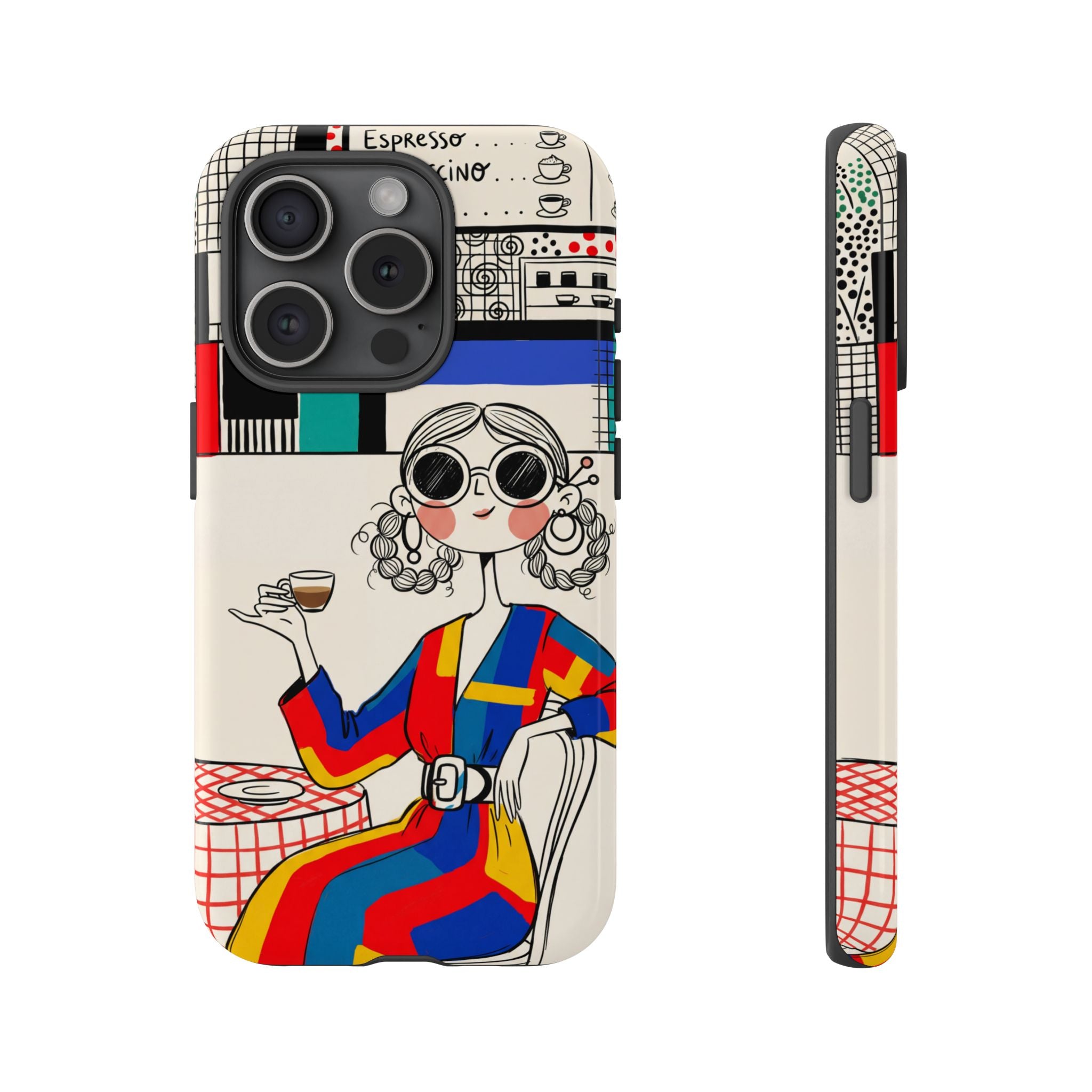 Retro Cafe iPhone Case | Colourful Chic Woman Illustration