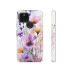 Floral Watercolour Tough Google Pixel Case | Purple & Yellow Wildflowers