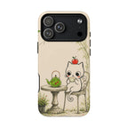 Cute Cat Tea Time MagSafe iPhone Case | Kawaii Kitten with Apple Design