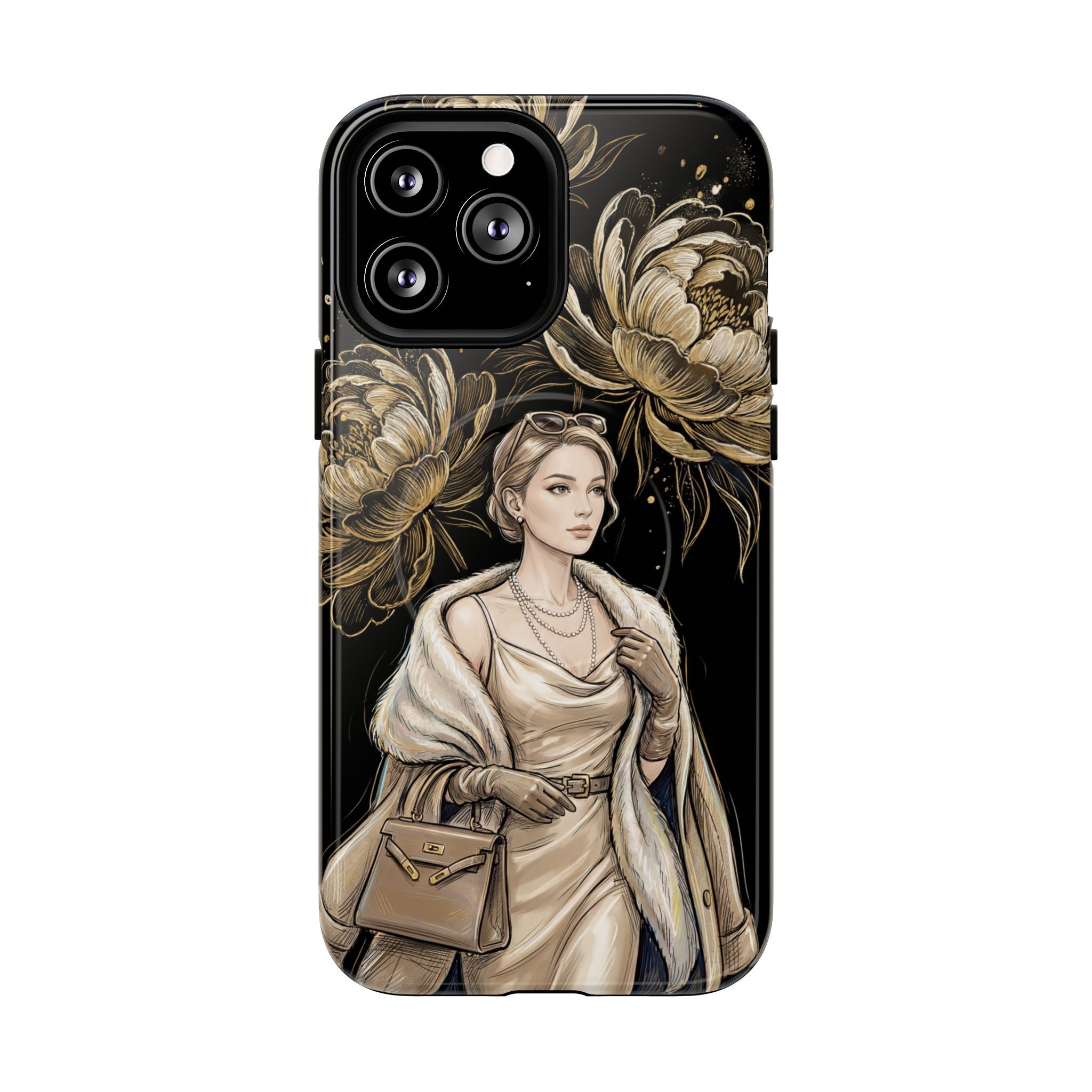 Elegant Vintage Lady Floral MagSafe iPhone Case | Chic Protective Cover for Women