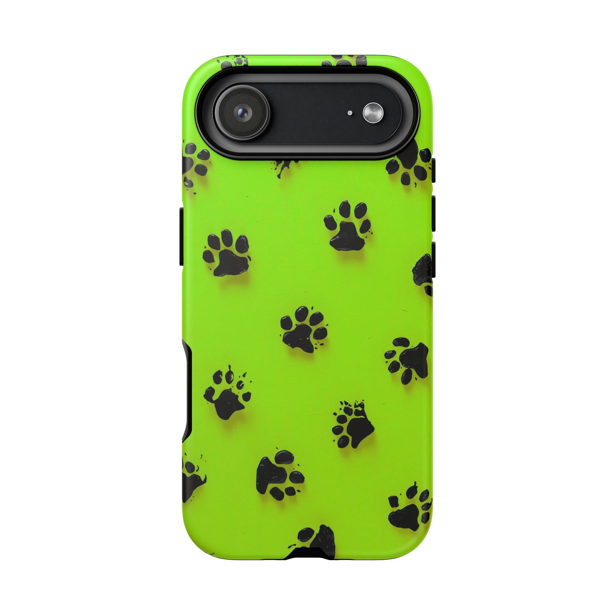 Neon Paw Print Tough Phone Case — Shockproof Pet Lover iPhone Cover