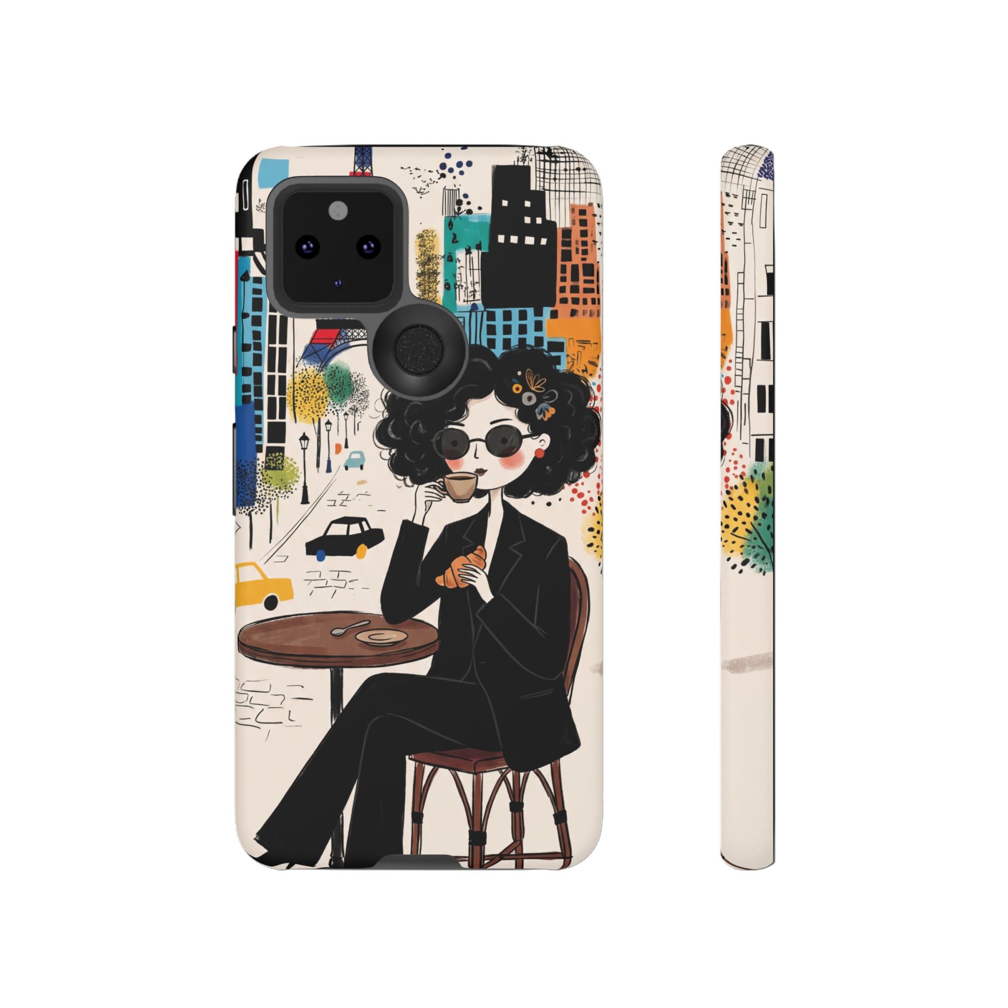 Paris Cafe Chic Google Pixel Phone Case | Stylish Woman Illustration iPhone Cover