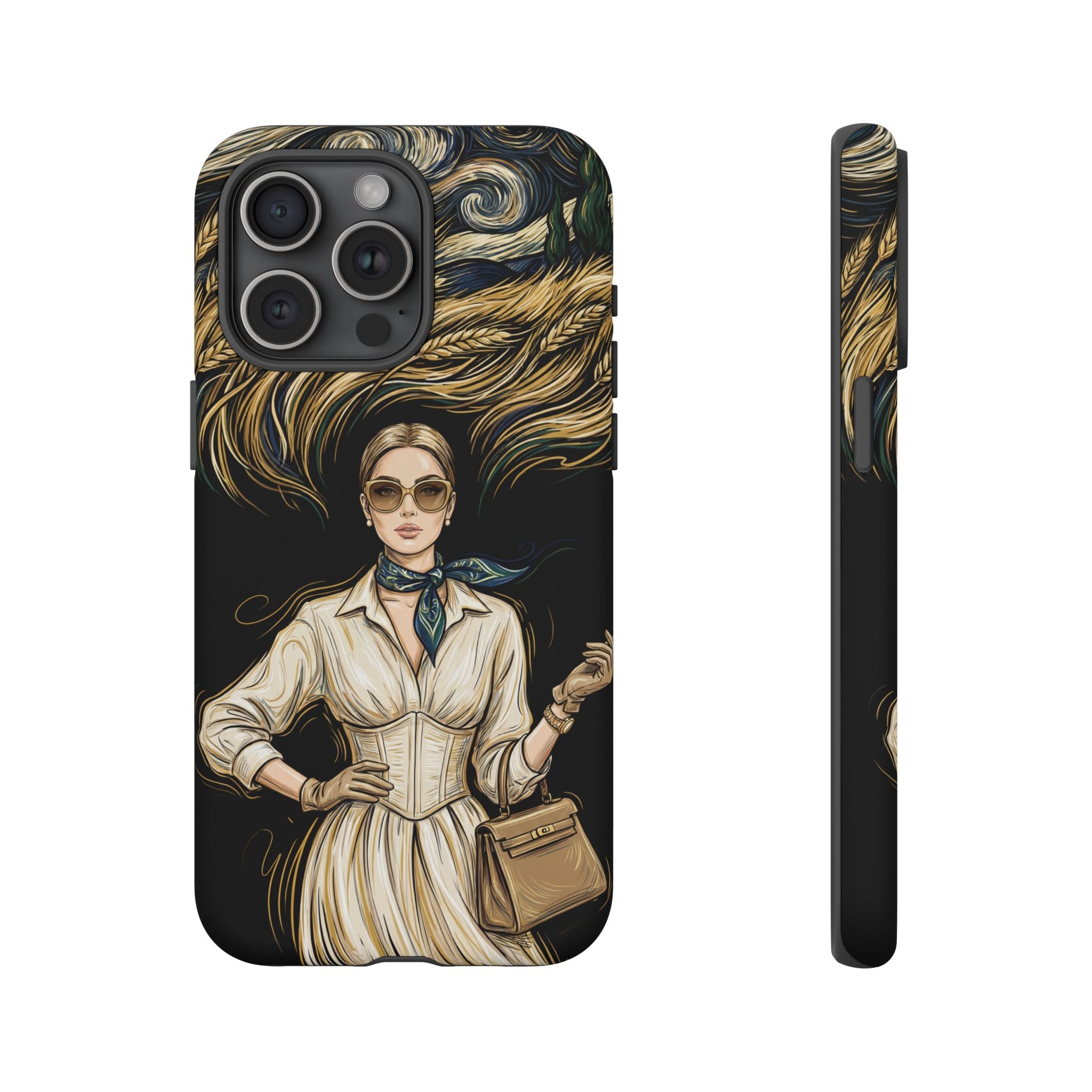 Vintage Elegance iPhone Case | Retro Woman with Flowing Golden Hair