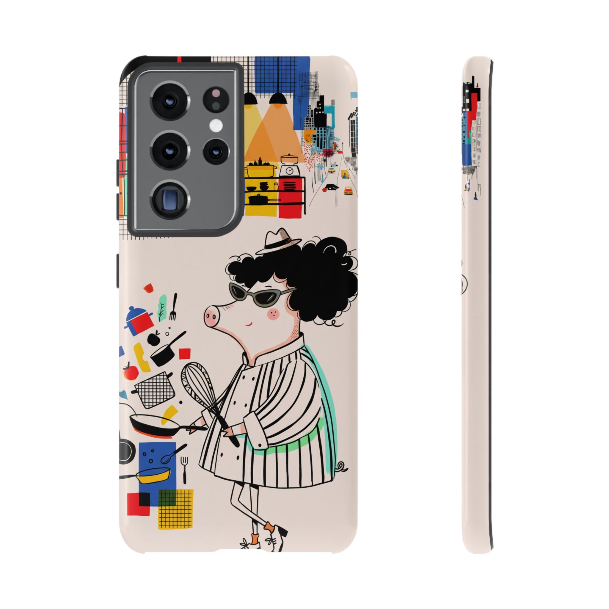 Cute Chef Pig Samsung Galaxy Phone Case | Quirky Cartoon Kitchen Art Tough Case